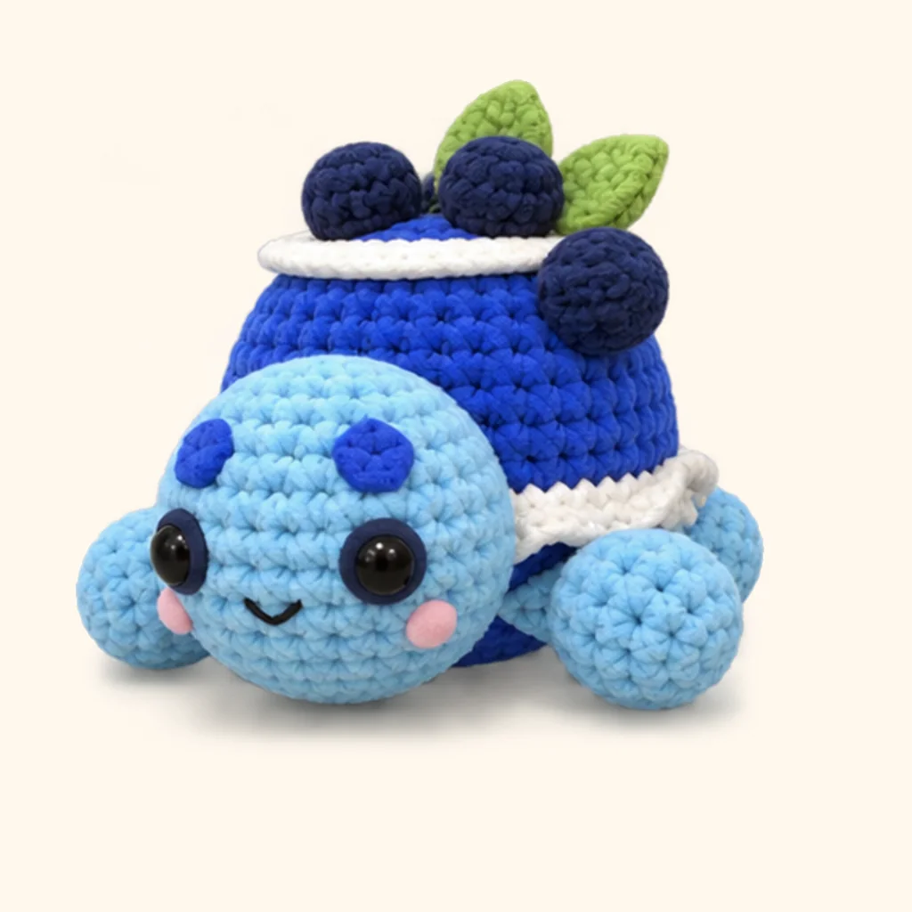 Blueberry turtle crochet assembly: sew the cheeks