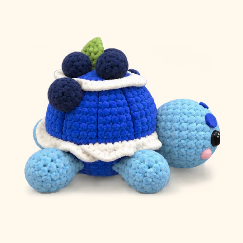 Blueberry turtle crochet assembly: sew the shell line 4