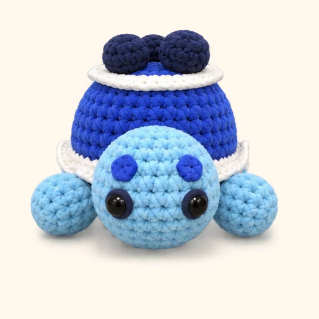 Blueberry turtle crochet assembly: attach the top blueberries