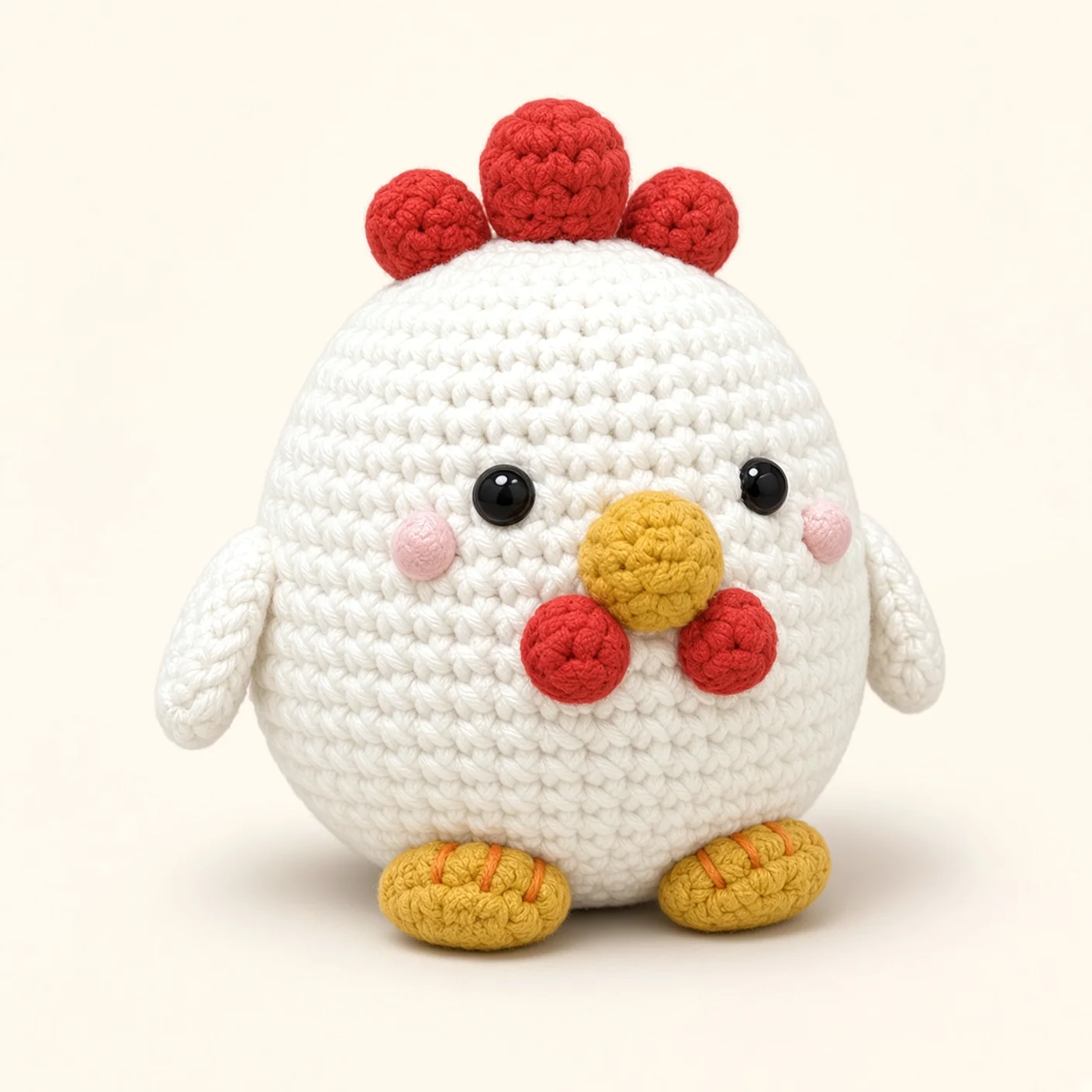 Chicken crochet assembly: sew the toe line, inner