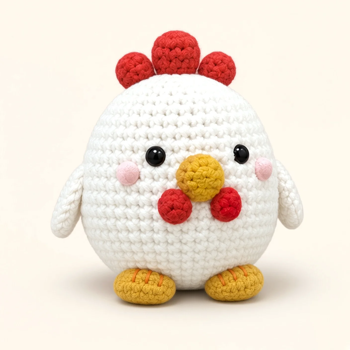 Chicken crochet assembly: sew the toe line, outer