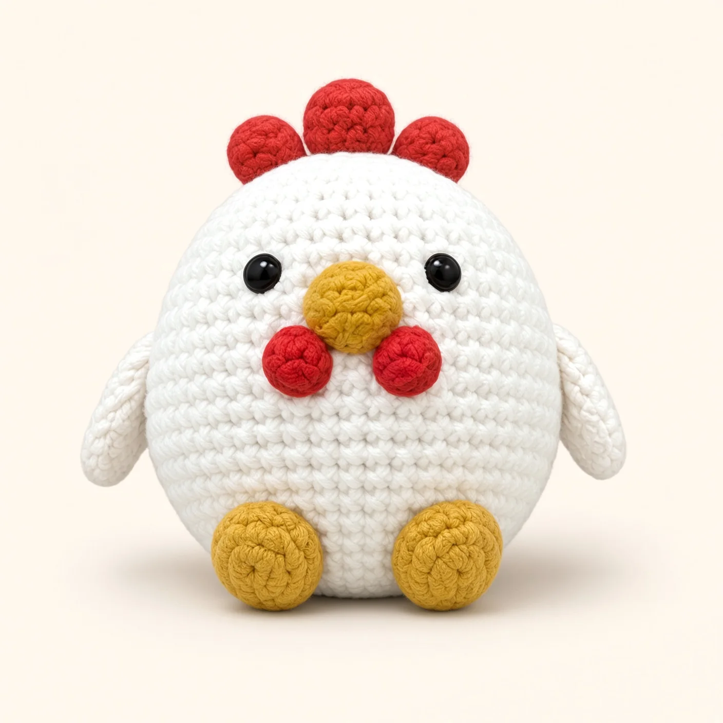 Chicken crochet assembly: attach the feet