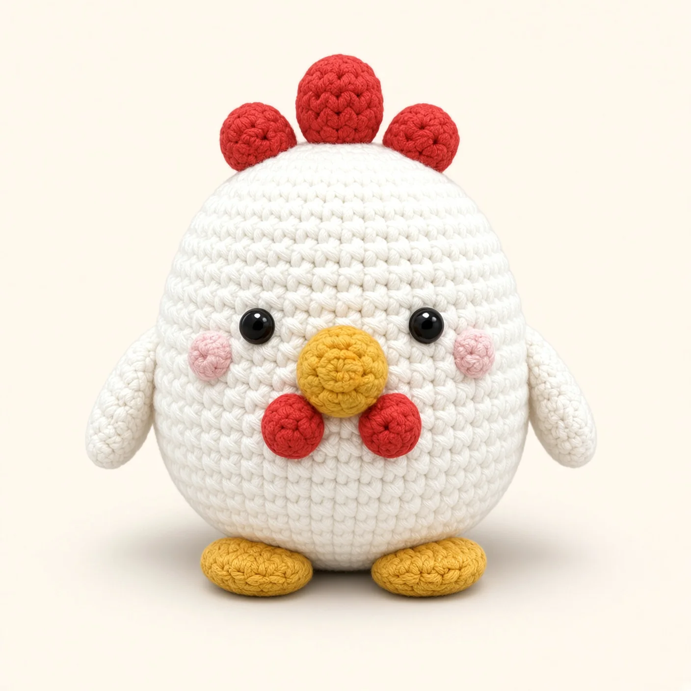 Chicken crochet assembly: sew the cheeks