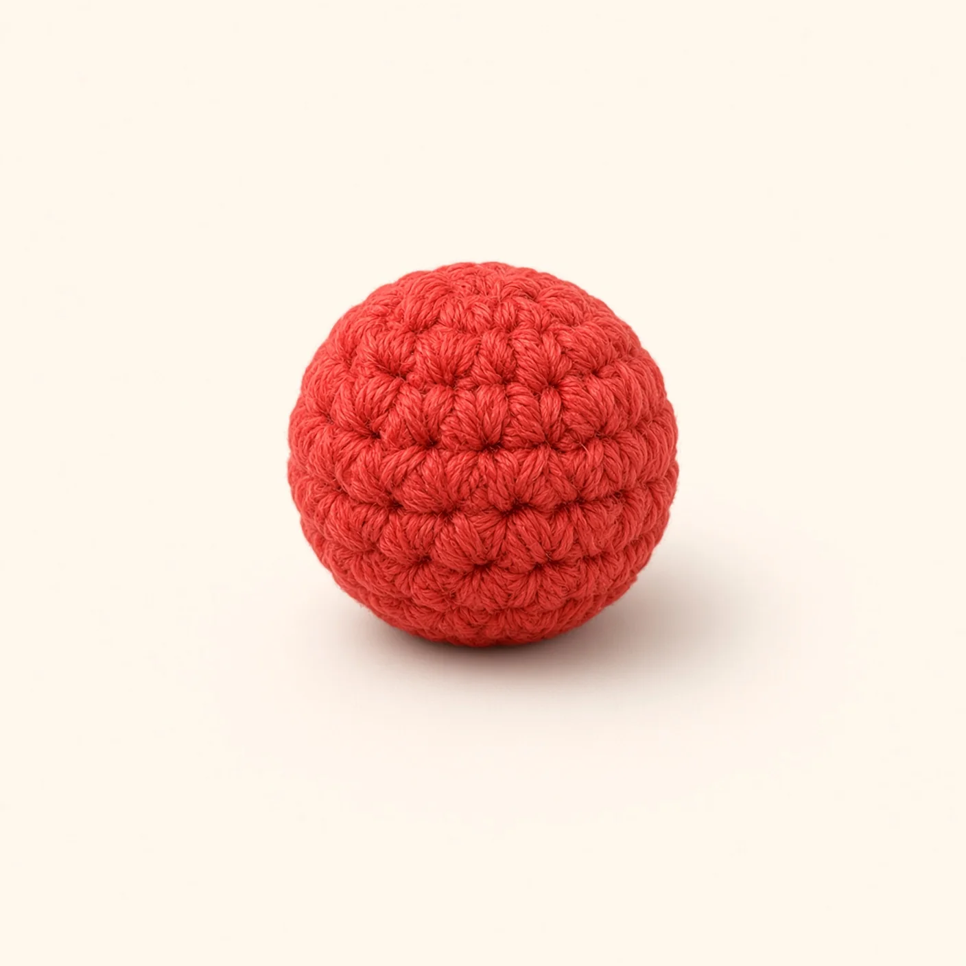 Chicken amigurumi: the finished wattle lobe