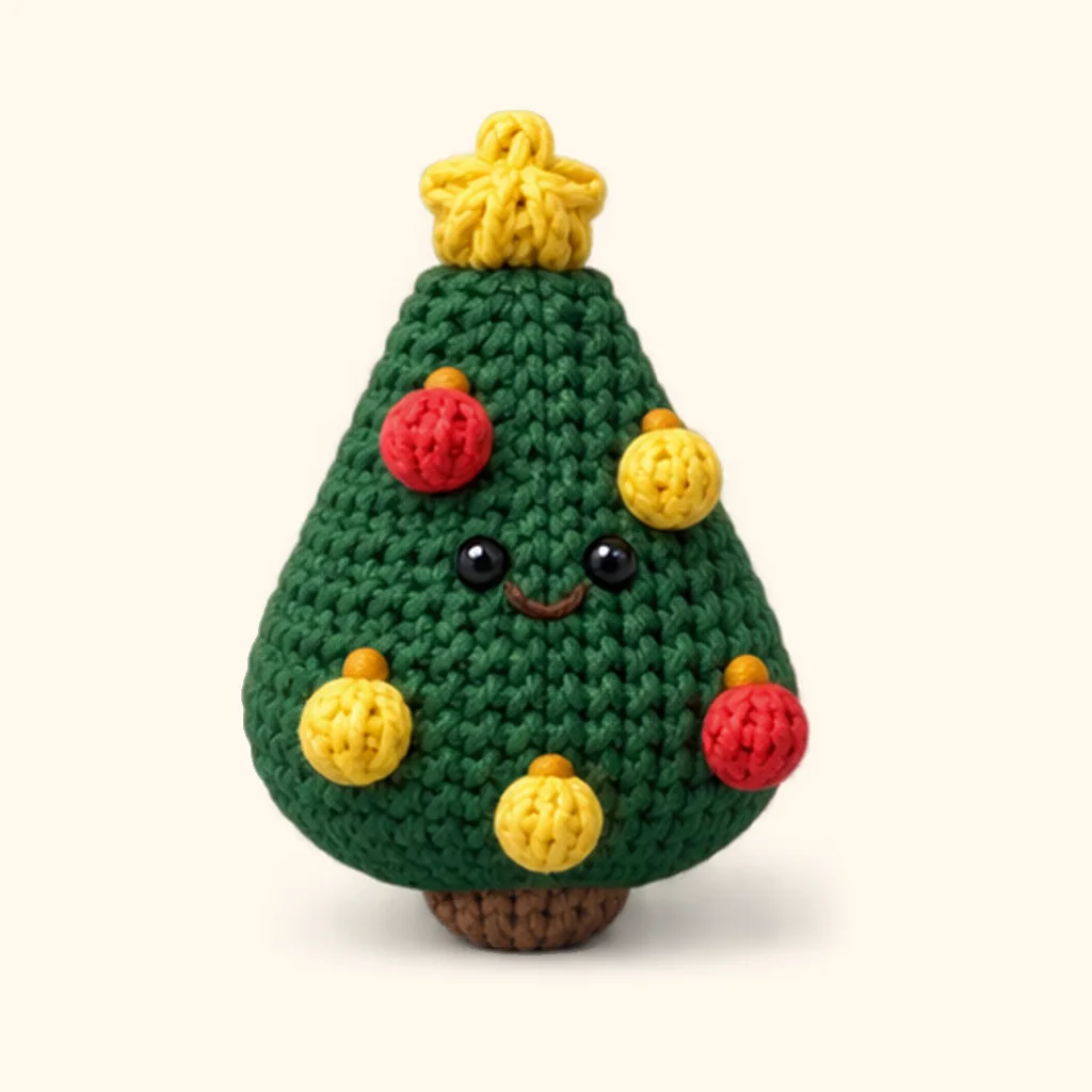 Christmas tree crochet assembly: sew the mouth