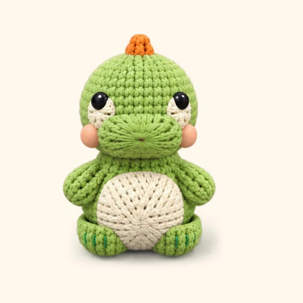 Dinosaur crochet assembly: sew the cheeks