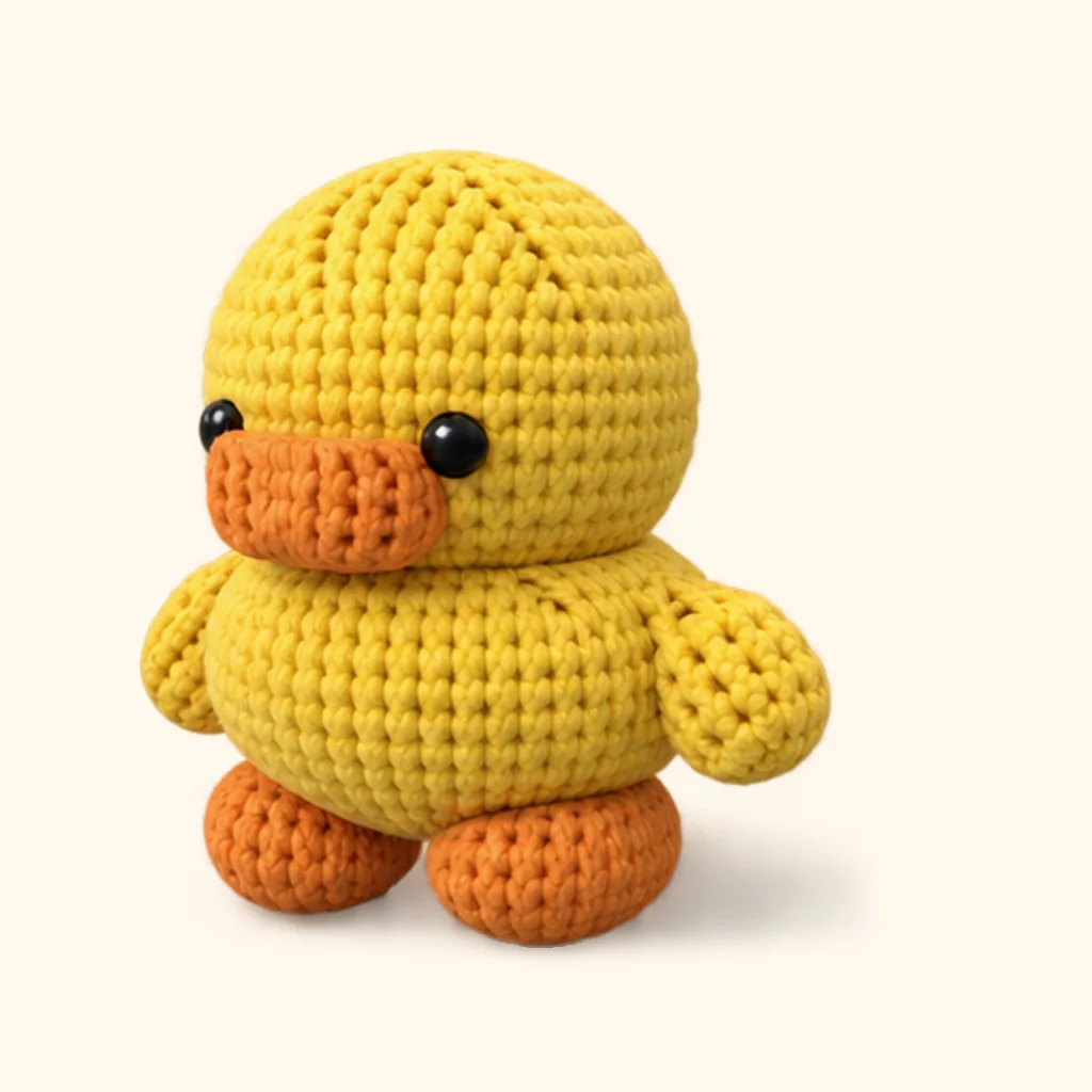 Duck crochet assembly: attach the feet