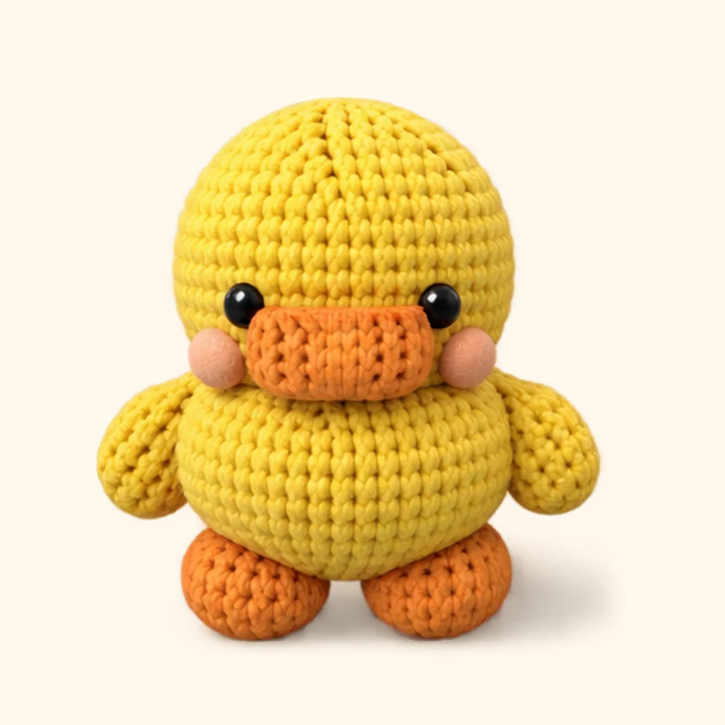 Duck crochet assembly: sew the cheeks