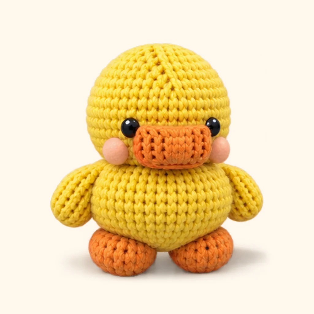 Duck crochet assembly: sew the mouth line on the bill