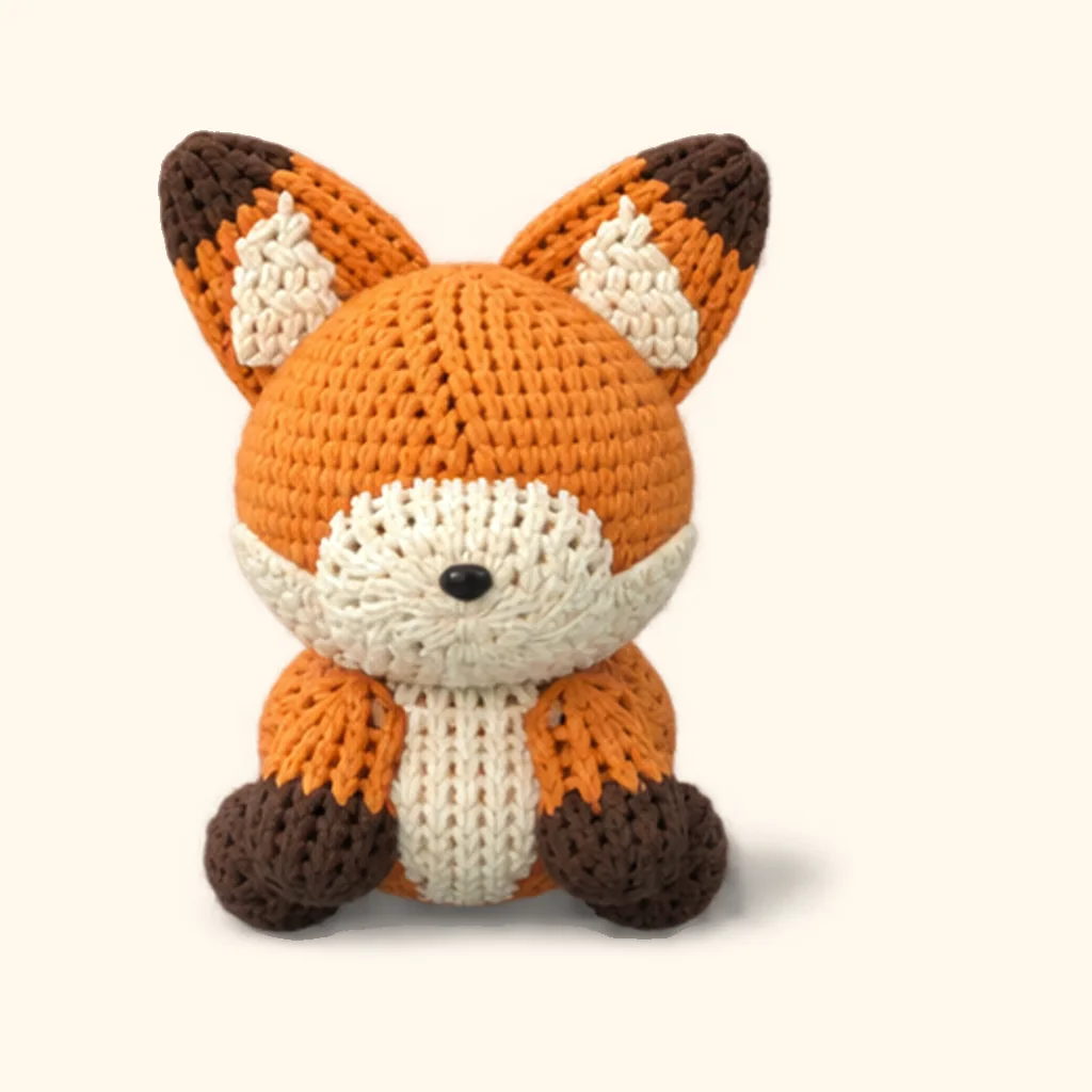 Fox crochet assembly: sew the nose