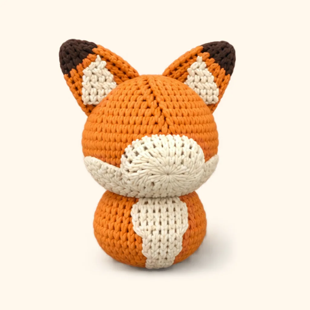 Fox crochet assembly: attach the chest patch
