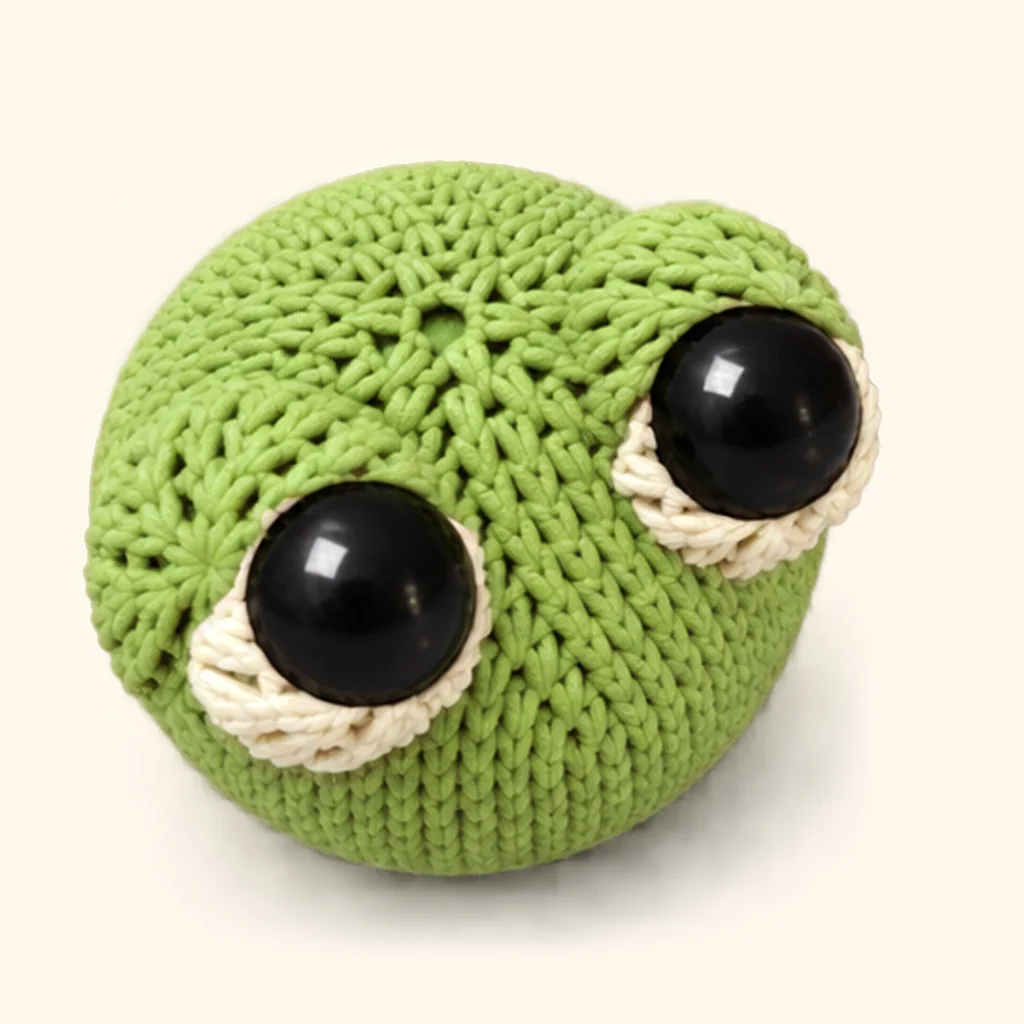 Frog crochet assembly: attach the eye bumps