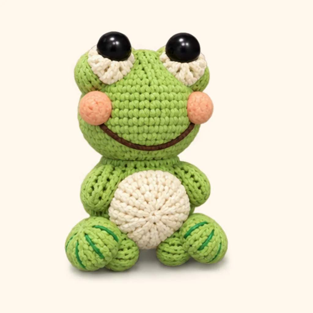 Frog crochet assembly: sew the toe lines