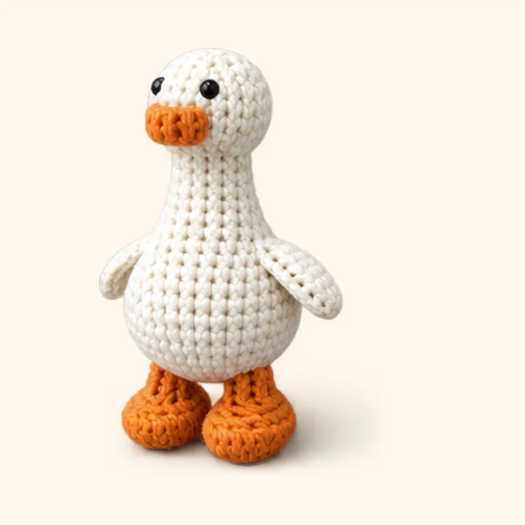 Goose crochet assembly: attach the legs with webbed foot