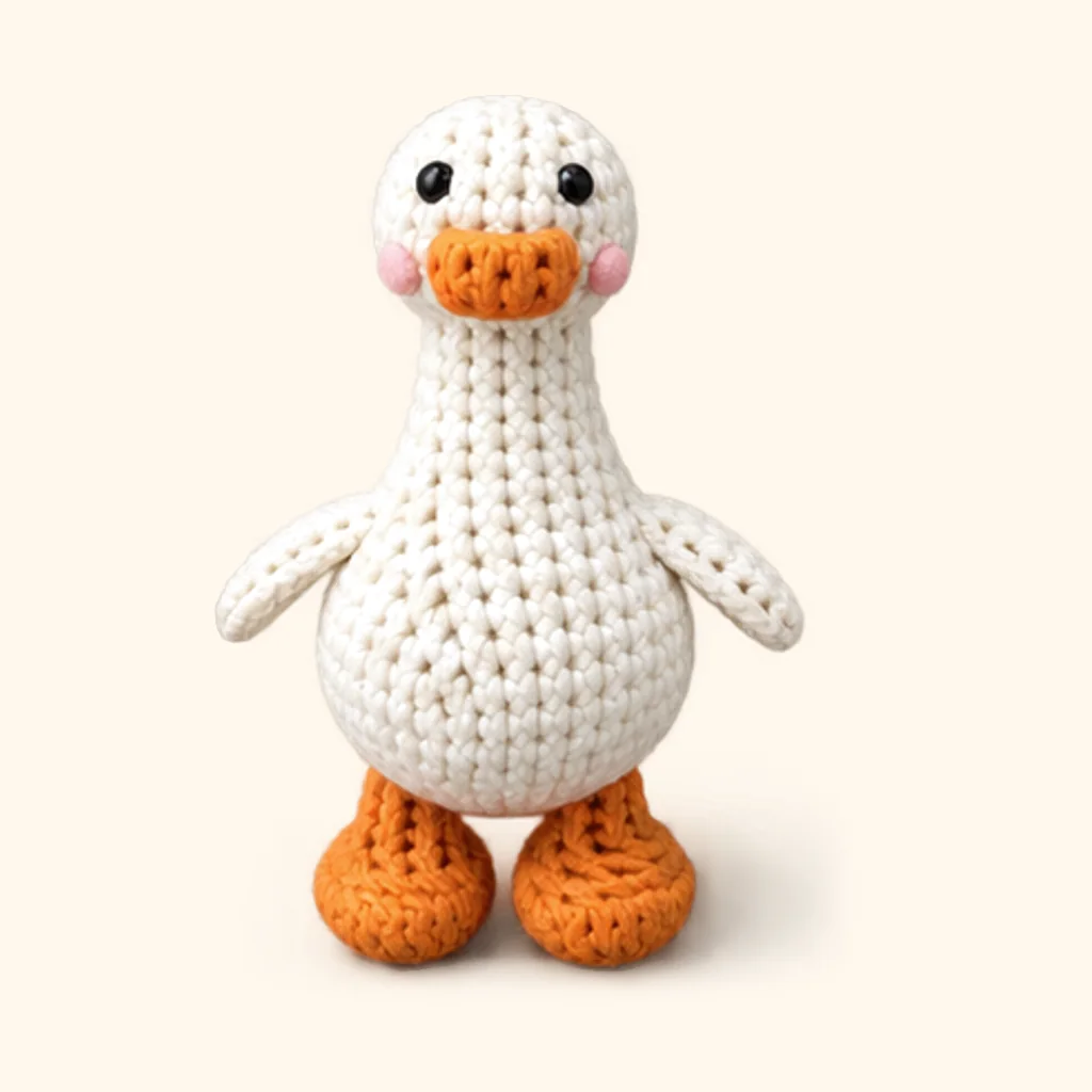 Goose crochet assembly: sew the cheeks