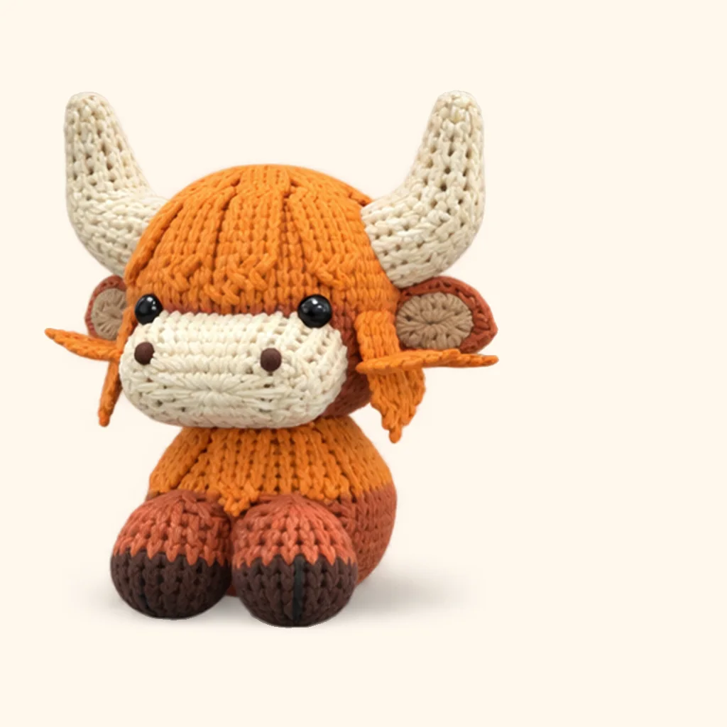 Highland cow crochet assembly: attach the front legs