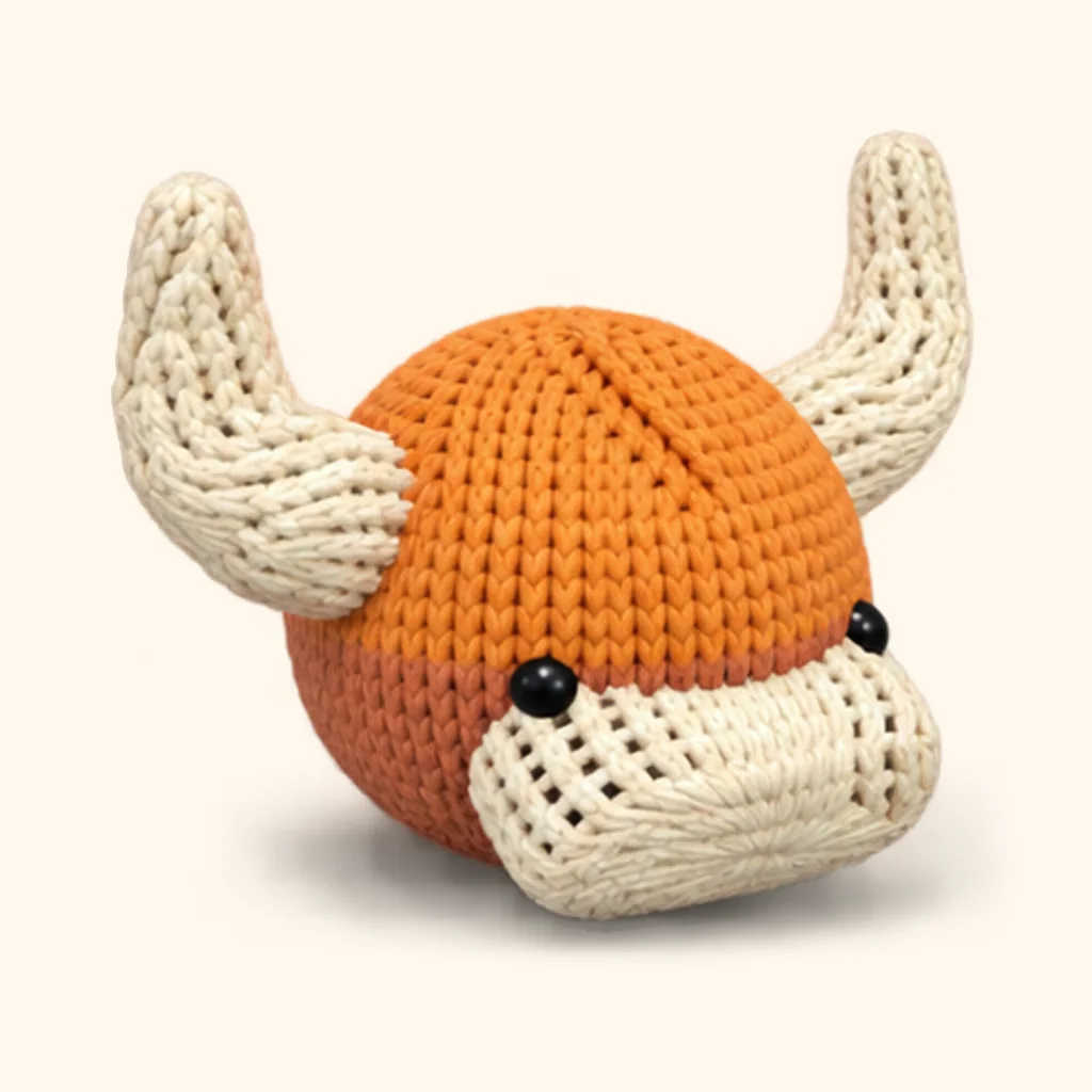 Highland cow crochet assembly: attach the horns