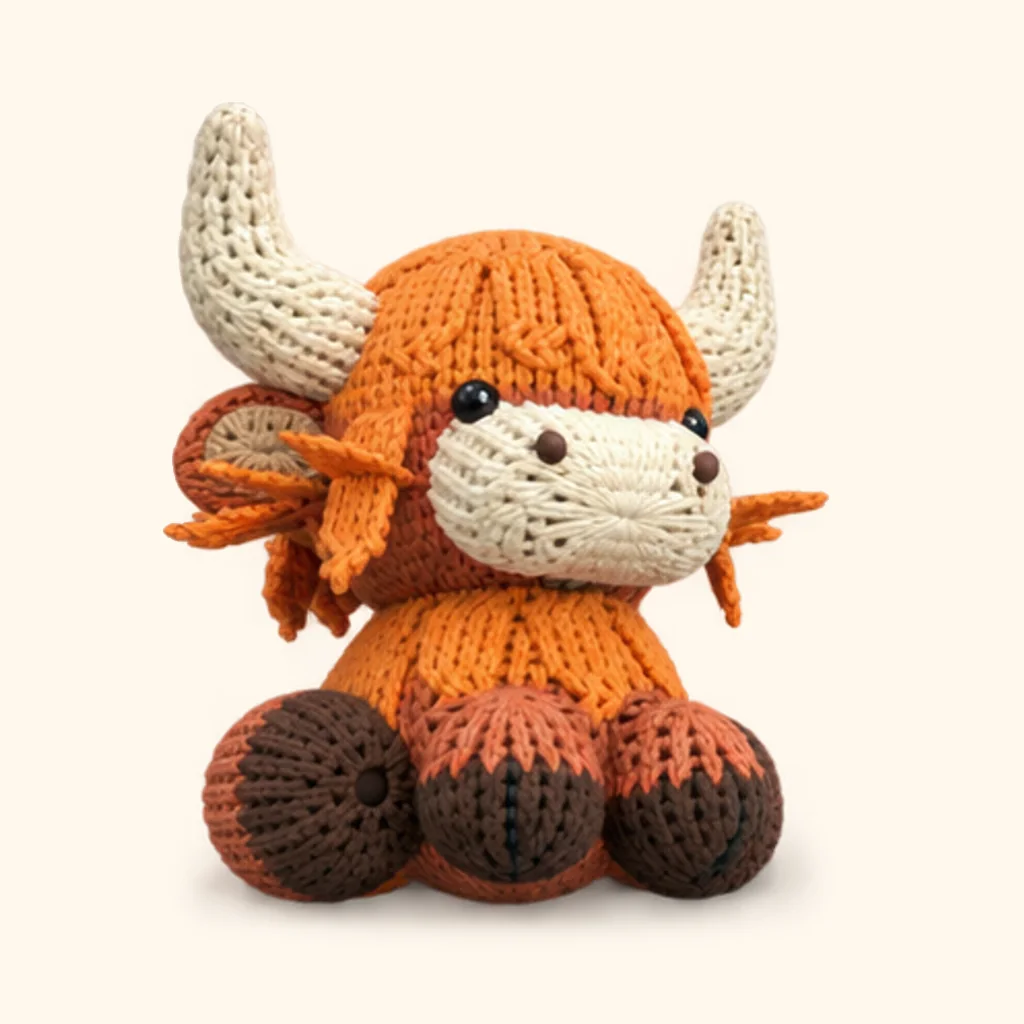 Highland cow crochet assembly: sew the mouth