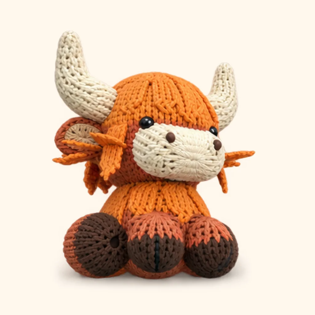 Highland cow crochet assembly: sew the front hoof cleft