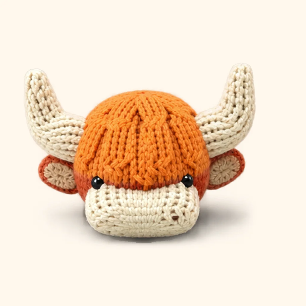 Highland cow crochet assembly: attach the forelock
