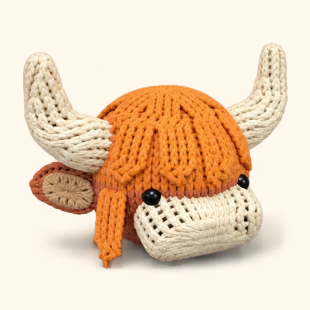 Highland cow crochet assembly: attach the temple locks