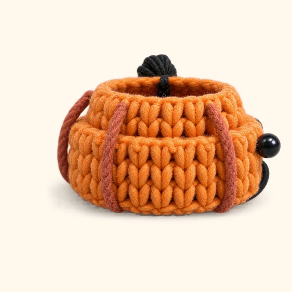Kawaii ghost crochet assembly: sew the pumpkin back rib