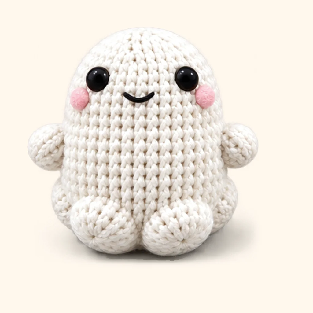 Kawaii ghost crochet assembly: sew the cheeks