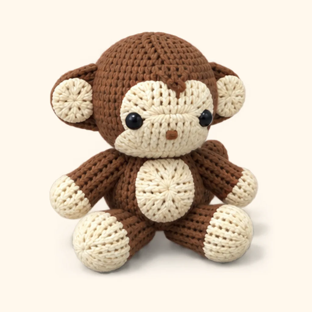 Monkey crochet assembly: sew the nose
