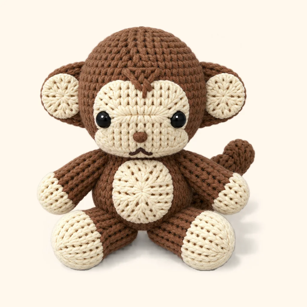 Monkey crochet assembly: sew the mouth