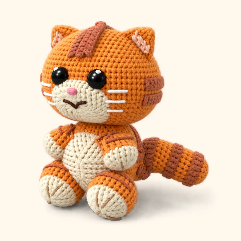 Orange tabby kitten crochet assembly: hide the tails