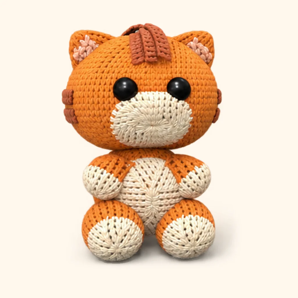 Orange tabby kitten crochet assembly: attach the belly patch
