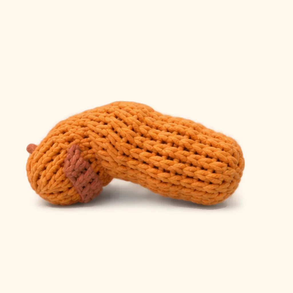 Orange tabby kitten crochet assembly: wrap the tail stripe 1 (nearest the body)
