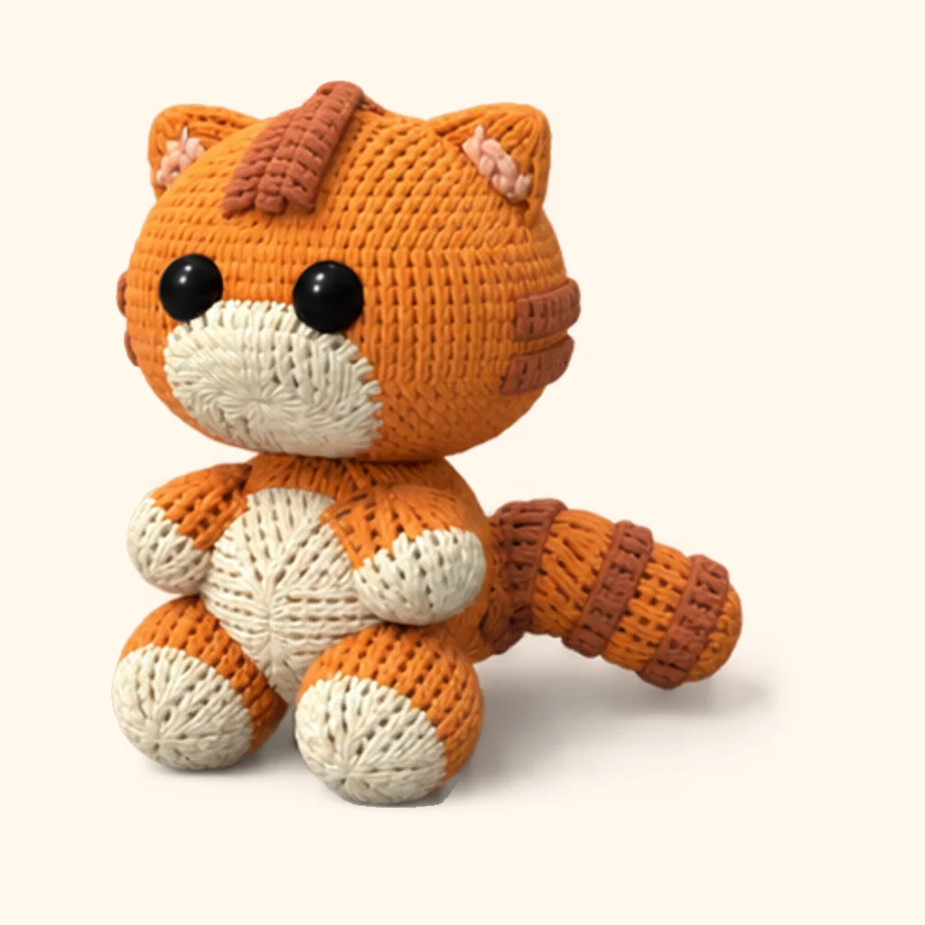 Orange tabby kitten crochet assembly: attach the tail