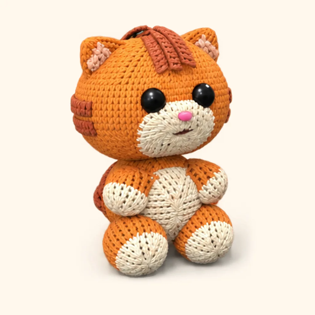 Orange tabby kitten crochet assembly: sew the nose
