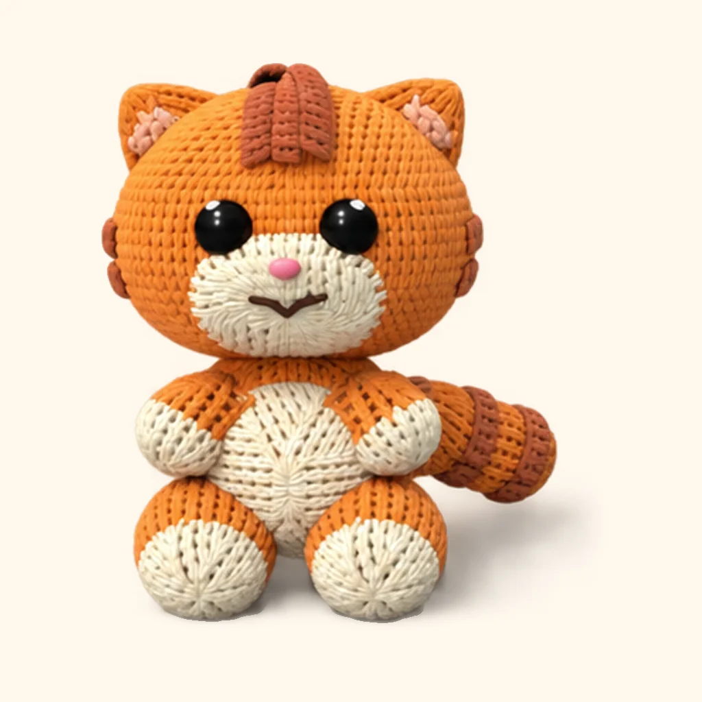 Orange tabby kitten crochet assembly: sew the mouth