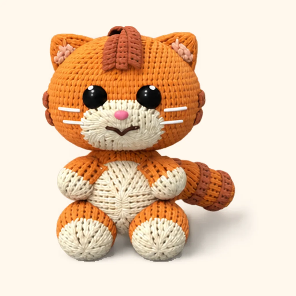 Orange tabby kitten crochet assembly: sew the middle whiskers