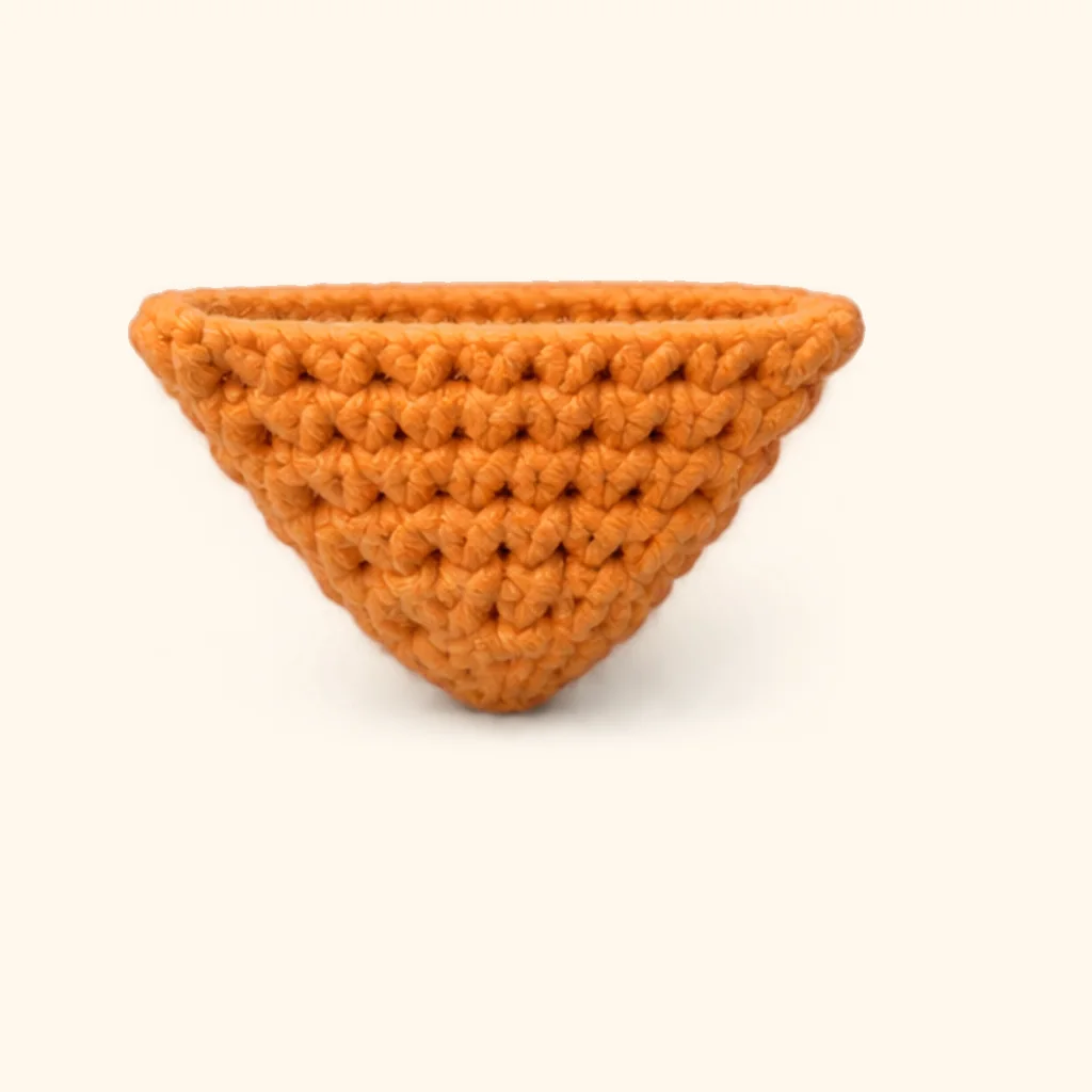 Orange tabby kitten amigurumi: the finished ear