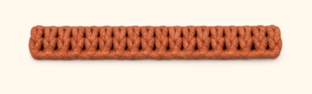 Orange tabby kitten amigurumi: the finished tail stripe 1 (nearest the body)