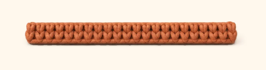 Orange tabby kitten amigurumi: the finished upper back stripe