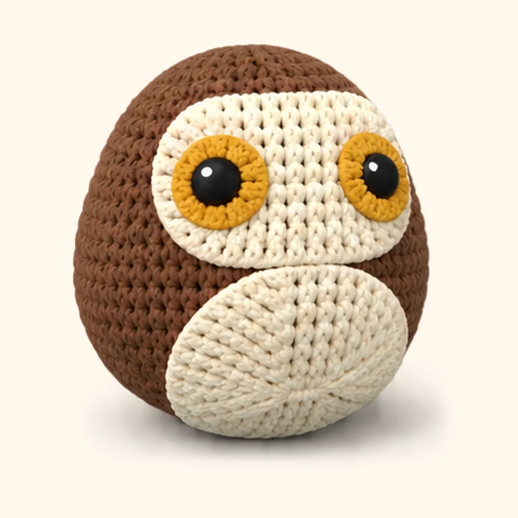 Owl crochet assembly: attach the belly patch