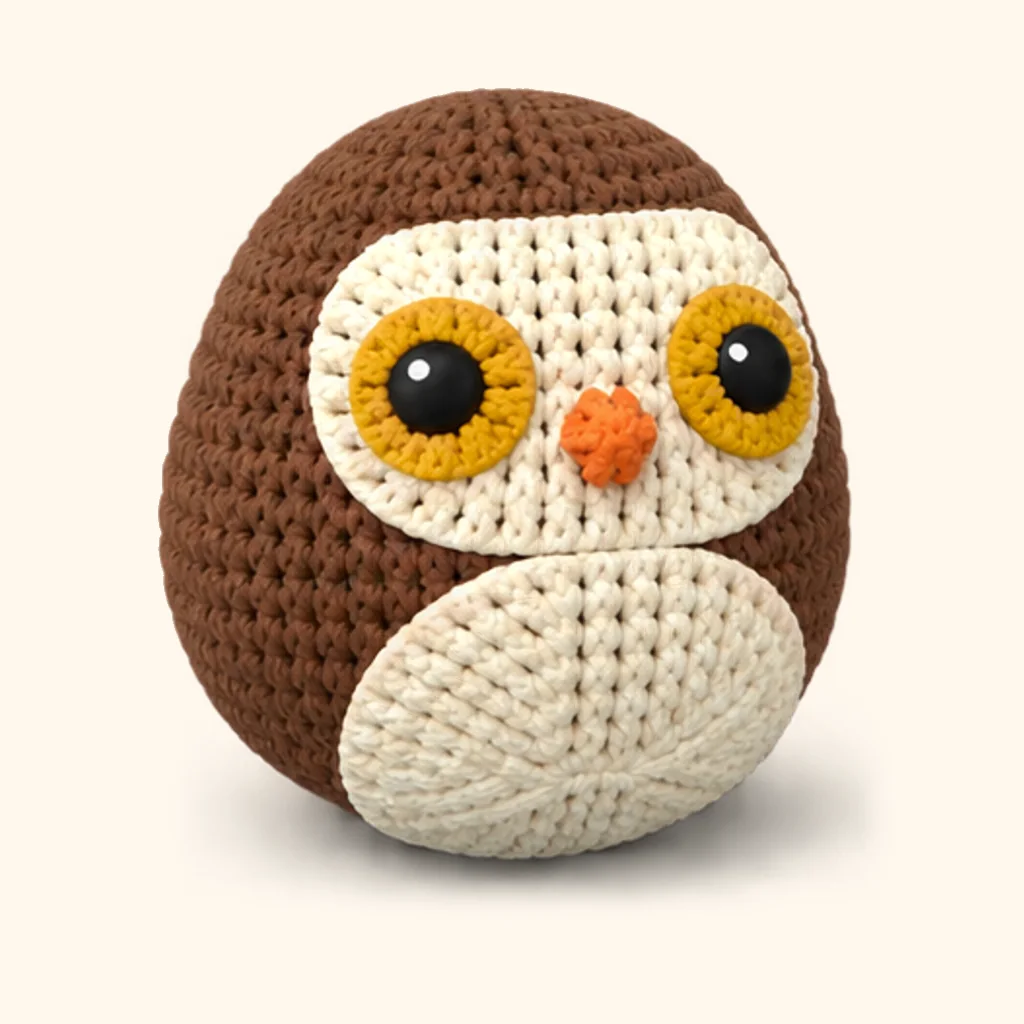 Owl crochet assembly: attach the beak