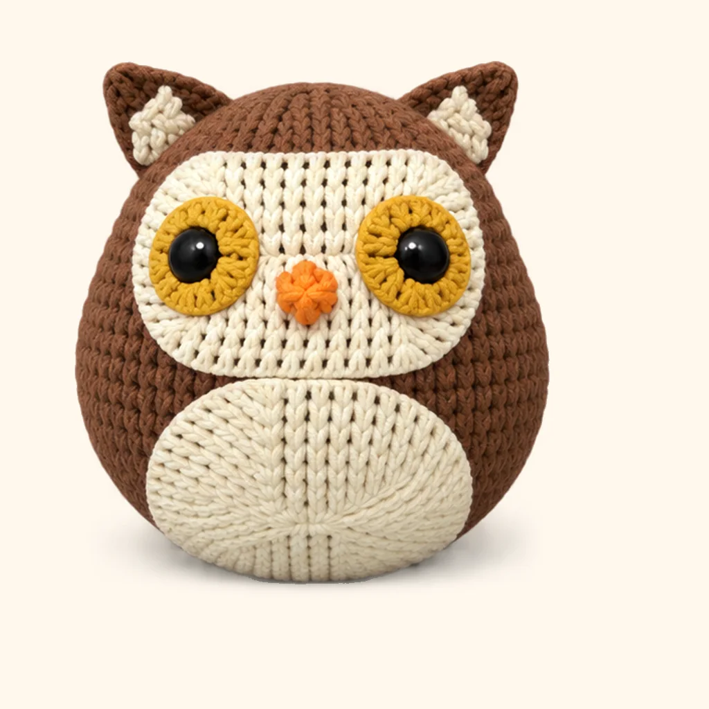 Owl crochet assembly: attach the ears