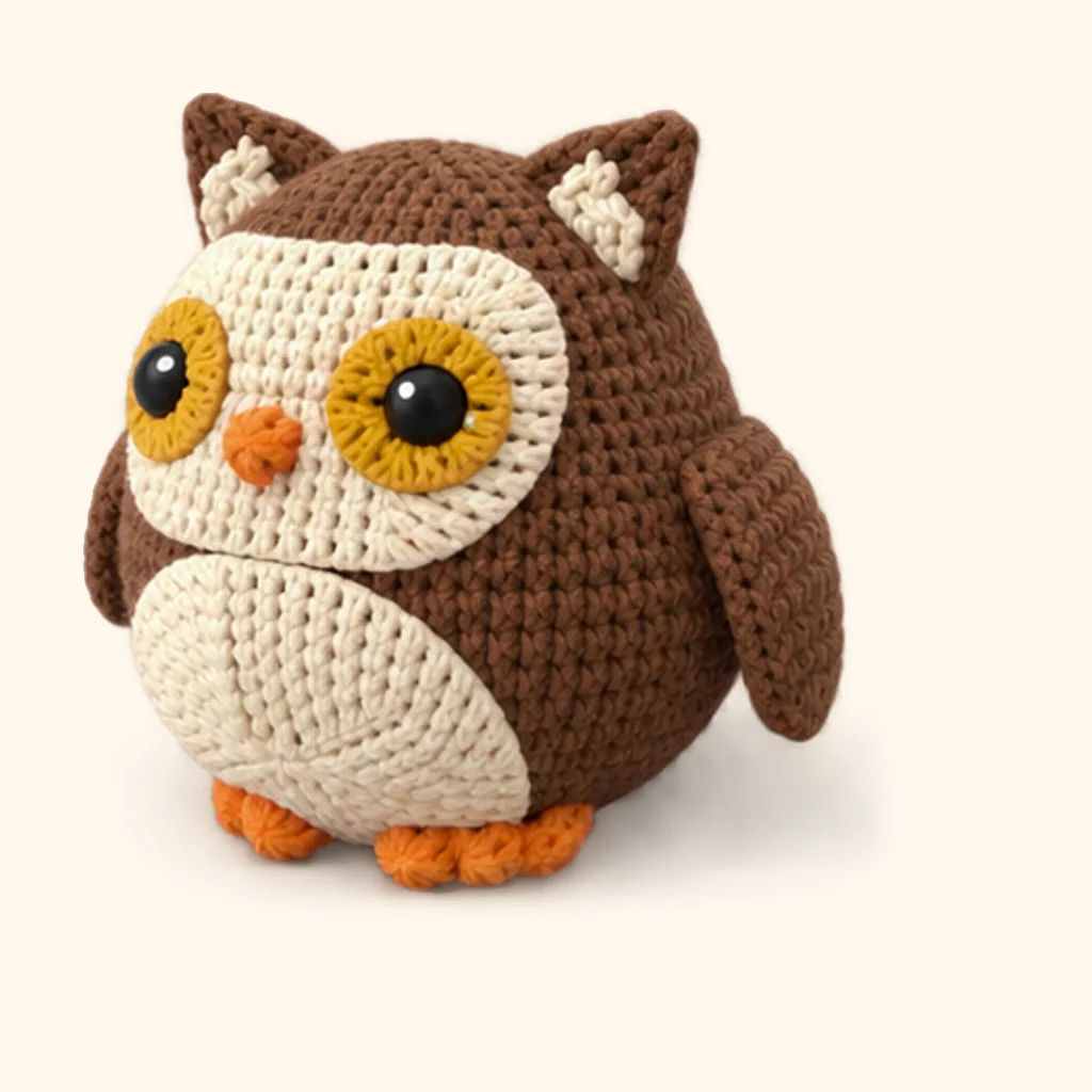 Owl crochet assembly: attach the left foot toes