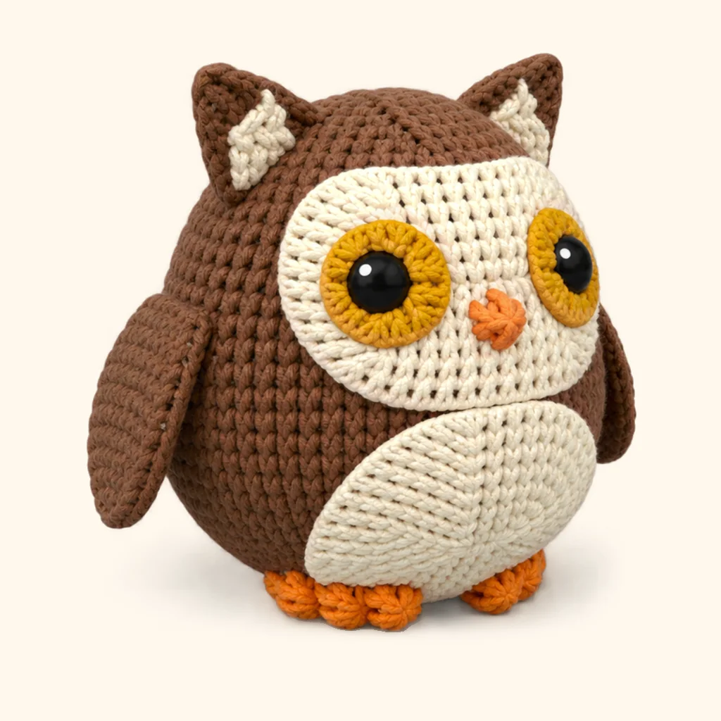 Owl crochet assembly: attach the right foot toes