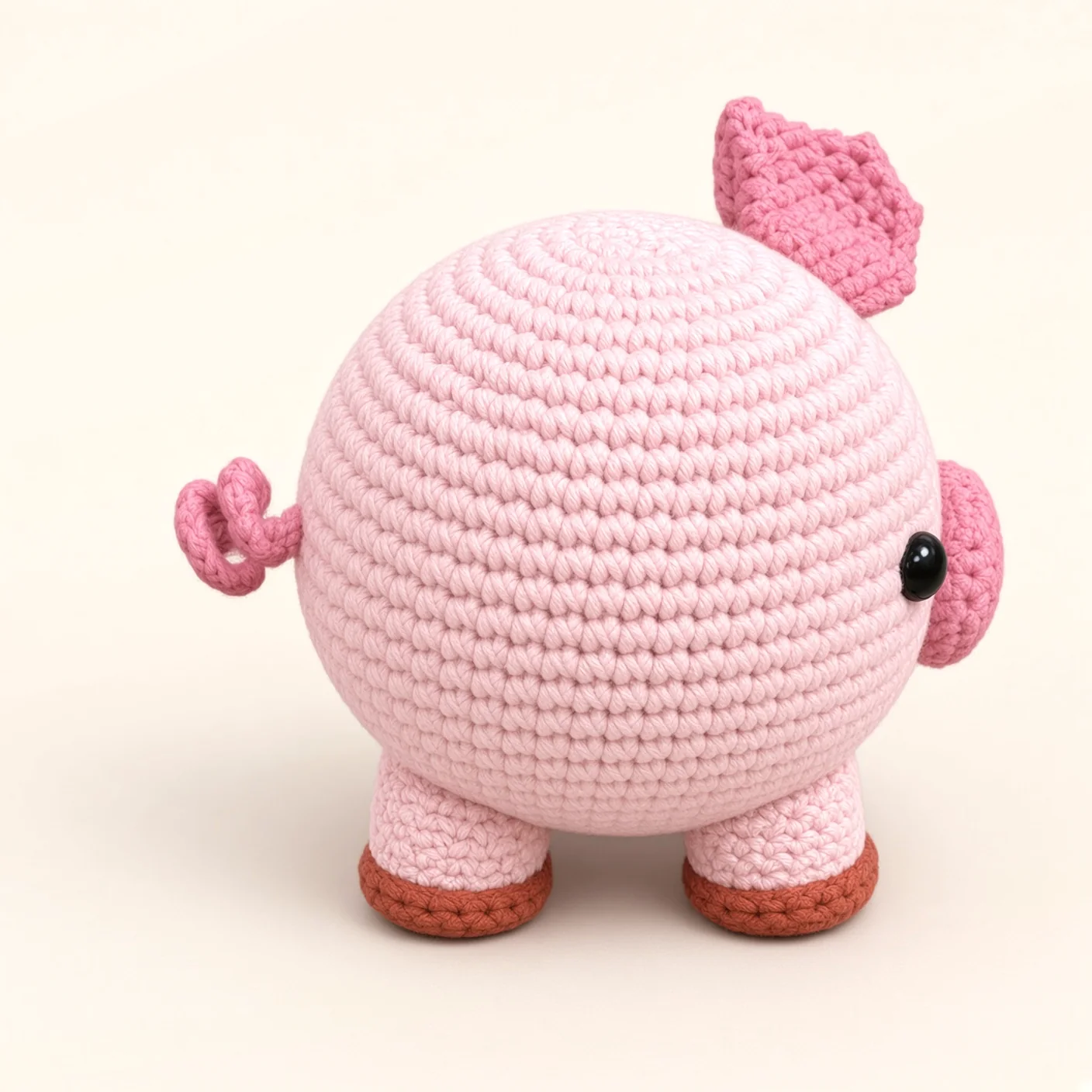 Pig crochet assembly: attach the curly tail