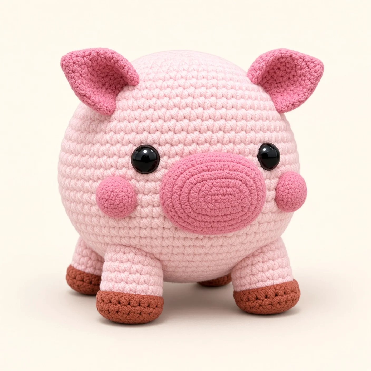 Pig crochet assembly: sew the cheeks