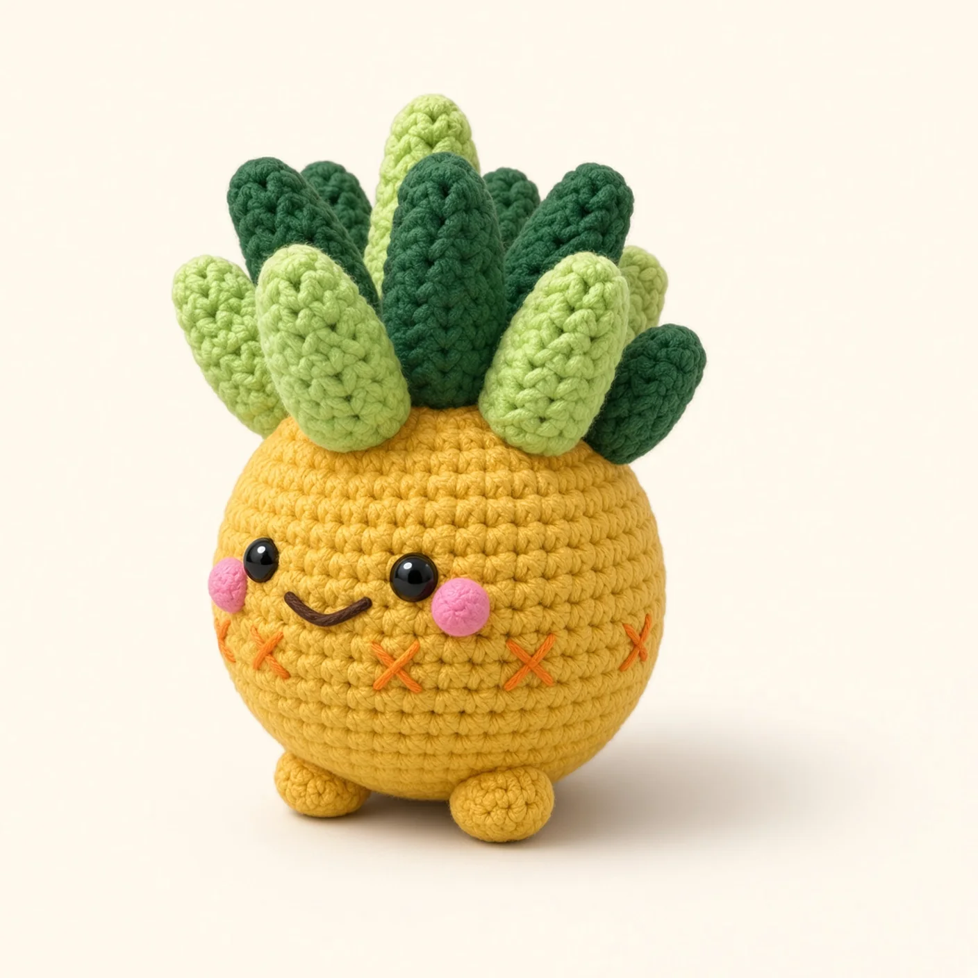 Pineapple crochet assembly: sew the diamond lattice, second row