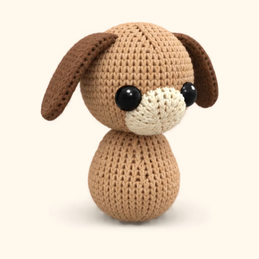 Puppy dog crochet assembly: attach the head