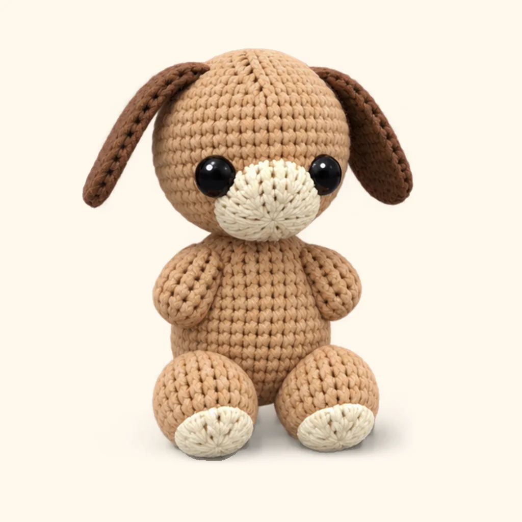 Puppy dog crochet assembly: attach the legs