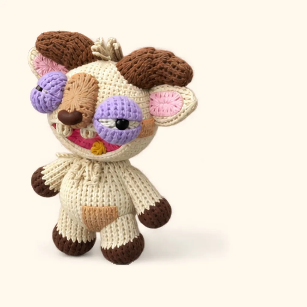 Rogue goat crochet assembly: sew the left eyebrow